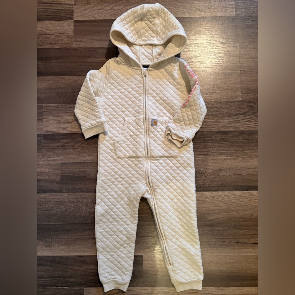 Carhartt Quilted Cream & Pink Kids Footie